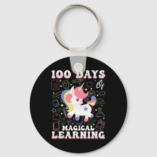 100 Days Of Magical Learning Unicorn Design  Keychain