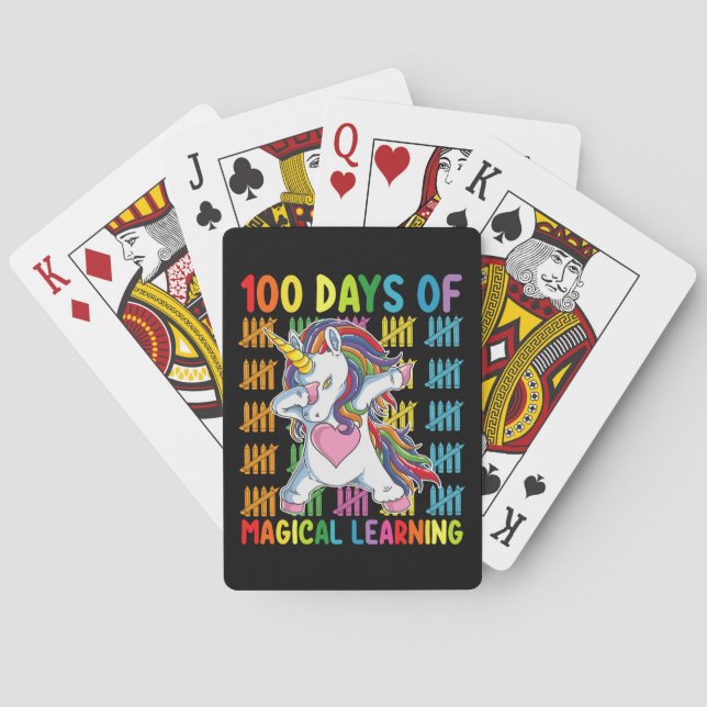 100 Days Of Magical Learning Unicorn School Playing Cards (Back)