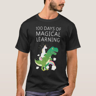 100 Days Of Magical Learning Unicorn T Rex School T-Shirt