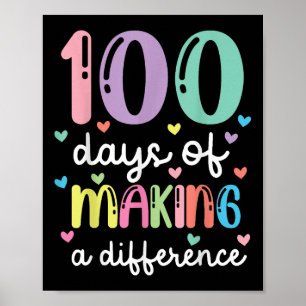 100 Days Of Making A Difference 100th Day Of Schoo Poster