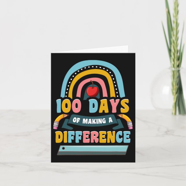 100 Days Of Making A Difference Rainbow Kids Teach Card (Front)