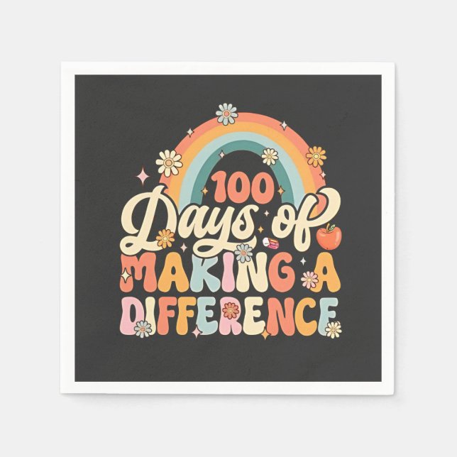100 Days of Making a Difference Rainbow Teaching  Napkin (Front)