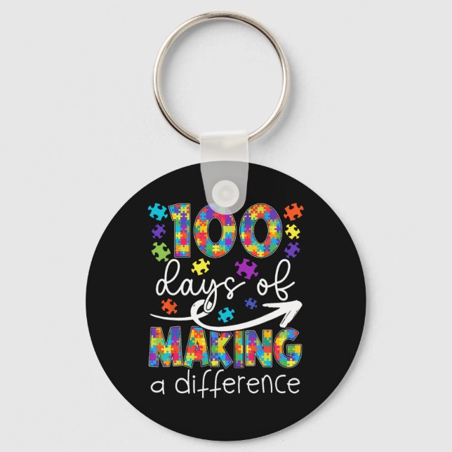 100 Days Of Making Difference 100th Day Of School  Keychain (Front)