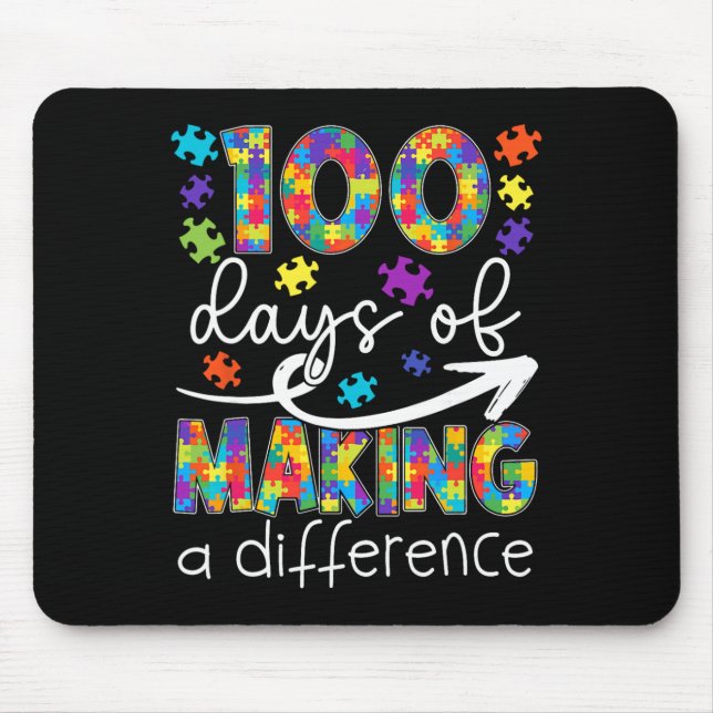 100 Days Of Making Difference 100th Day Of School  Mouse Pad (Front)