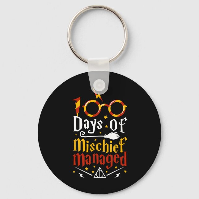 100 Days Of Mischief Managed  100th Day Of School  Keychain (Front)