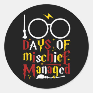 100 Days Of Mischief Managed Teacher Kid 100th Day Classic Round Sticker