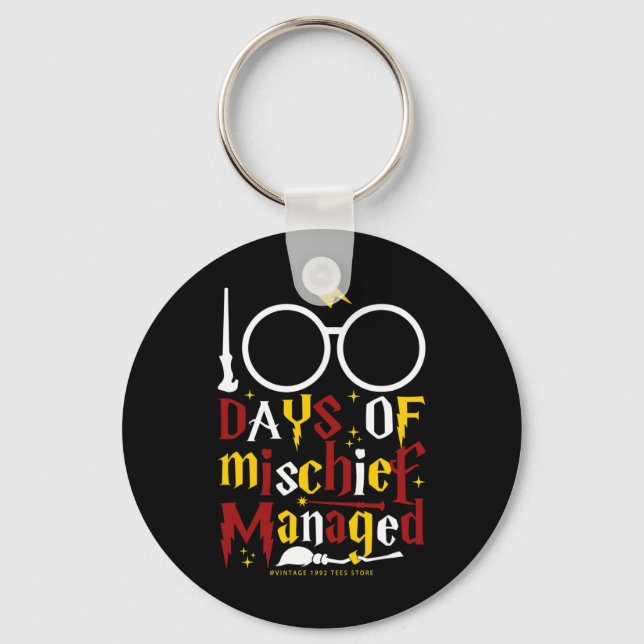 100 Days Of Mischief Managed Teacher Kid 100th Day Keychain (Front)