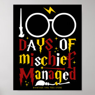100 Days Of Mischief Managed Teacher Kid 100th Day Poster