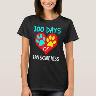 100 Days Of Pawsomeness Heart 100th Day School Dog T-Shirt