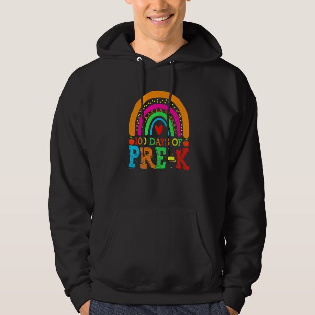 100 Days of Pre k Rainbow 100th Day of School Hoodie (Front)