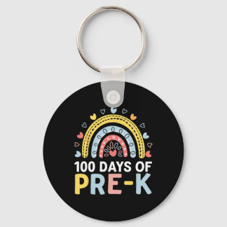 100 Days Of Pre K Rainbow Happy 100th Day Of Schoo Keychain