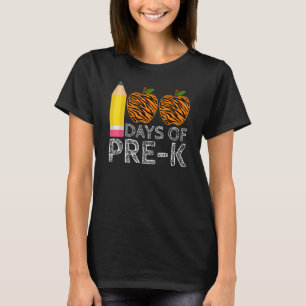 100 Days Of Pre K Tiger Print Happy 100th Day Of S T-Shirt