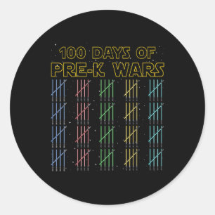 100 Days Of Pre-k Wars 100th Day Of School Classic Round Sticker