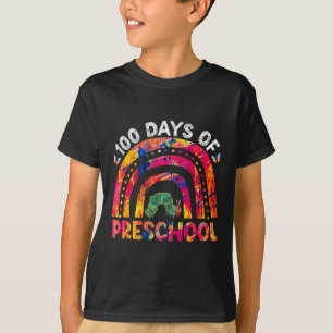 100 Days Of Preschool Tie Dye Rainbow Worm Teacher T-Shirt