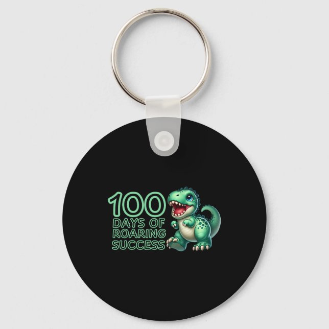 100 Days Of Roaring Success Dinosaur  Keychain (Front)