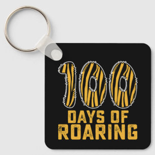 100 Days Of Roaring Tiger Funny 100th Day School Keychain
