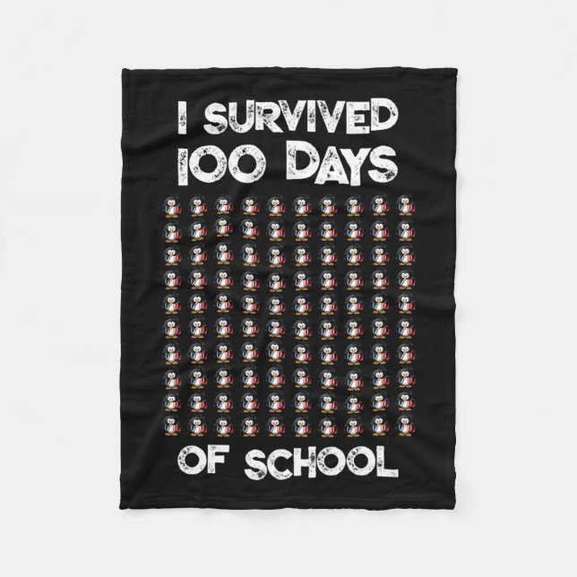 100 Days Of School 100 Penguins Design  Fleece Blanket (Front)