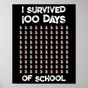100 Days Of School 100 Penguins Design  Poster