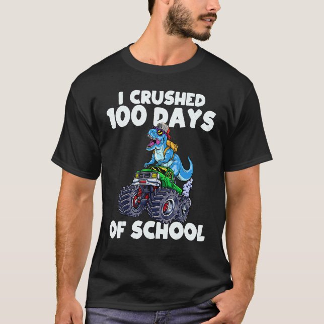 100 Days Of School 100th Day Of School Dino Monste T-Shirt (Front)