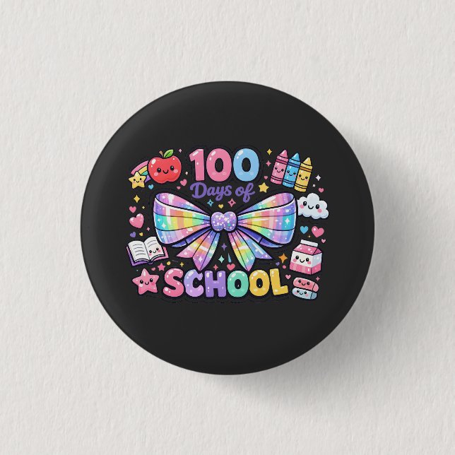 100 Days Of School  1 Inch Round Button (Front)