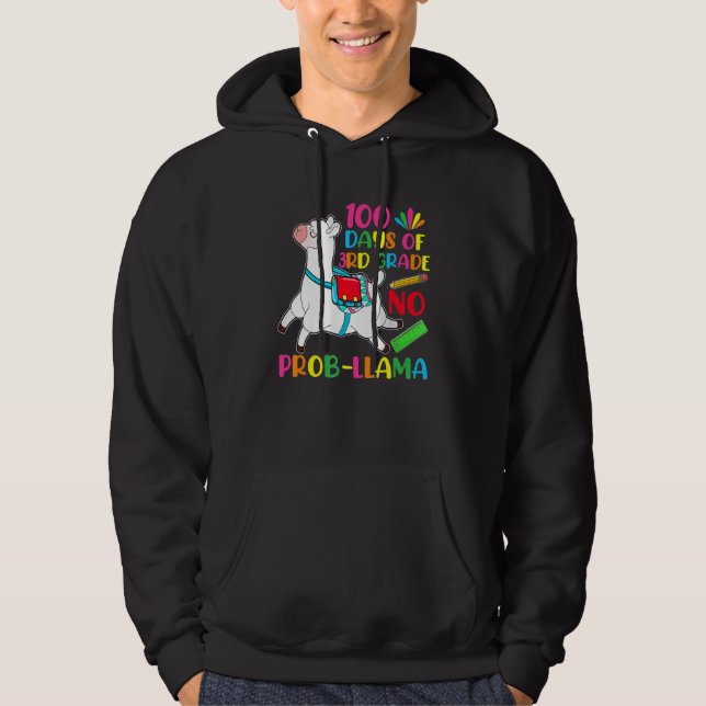 100 Days Of School 3rd Grade No Prob Llama Teacher Hoodie (Front)