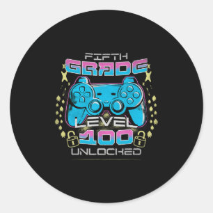 100 Days Of School 5th Grade Level Unlocked Video  Classic Round Sticker