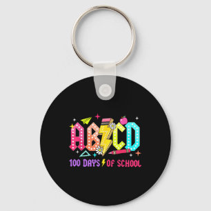 100 Days Of School Abcd Teachers Student Rock Boys Keychain