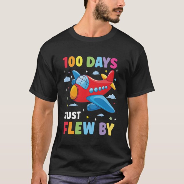 100 Days of School Airplane 100th Day of School Bo T-Shirt (Front)