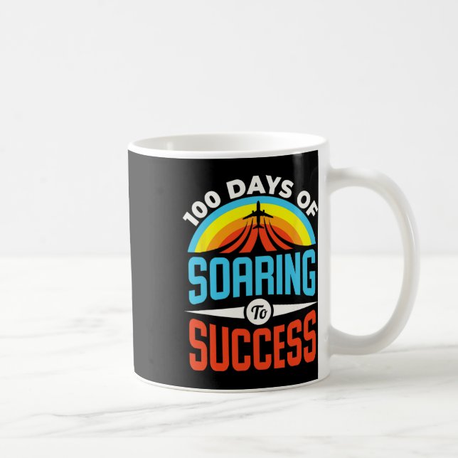 100 Days Of School Airplane Soaring To Success  Coffee Mug (Right)