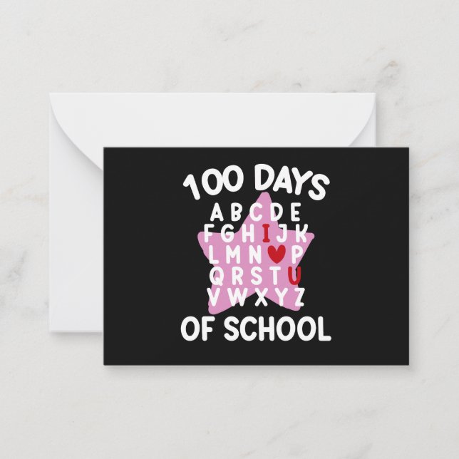 100 Days Of School Alphabet 100th Day Teacher  Card (Front)