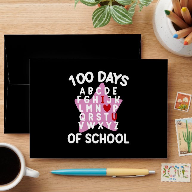 100 Days Of School Alphabet 100th Day Teacher  Envelope (Desk)