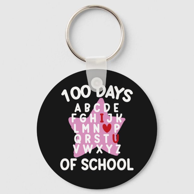 100 Days Of School Alphabet 100th Day Teacher  Keychain (Front)