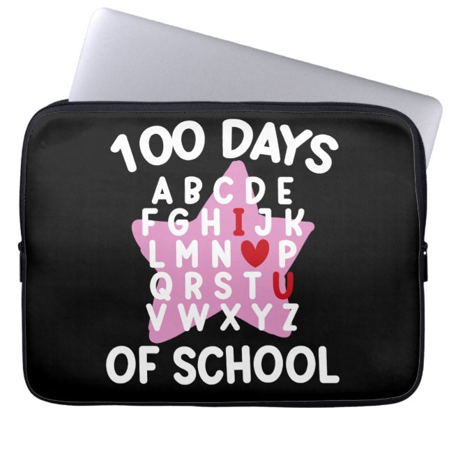 100 Days Of School Alphabet 100th Day Teacher  Laptop Sleeve (Front)