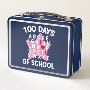100 Days Of School Alphabet 100th Day Teacher Metal Lunch Box