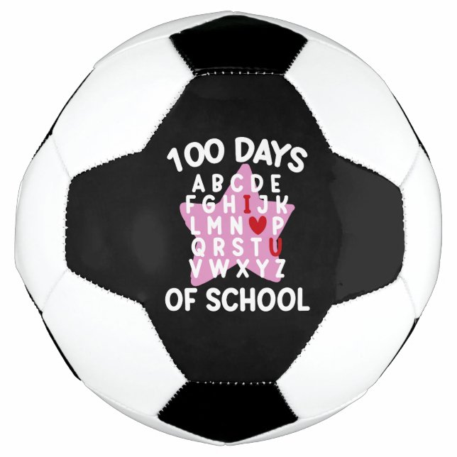 100 Days Of School Alphabet 100th Day Teacher  Soccer Ball (Front)