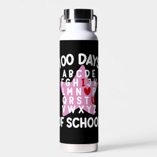 100 Days Of School Alphabet 100th Day Teacher  Water Bottle