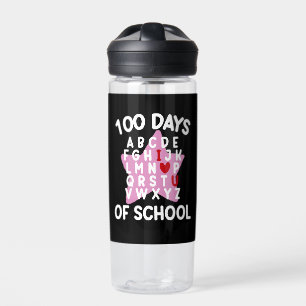 100 Days Of School Alphabet 100th Day Teacher  Water Bottle