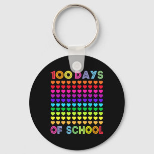 100 Days Of School And Still Loving It Hearts 100t Keychain
