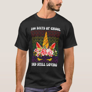 100 Days of School And Still Loving It Unicorn Tea T-Shirt