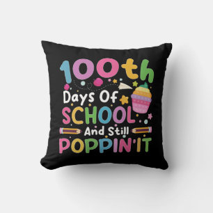 100 Days Of School And Still Poppin' Girl  Throw Pillow