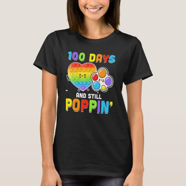 100 Days Of School And Still Poppin Heart Kids 100 T-Shirt (Front)