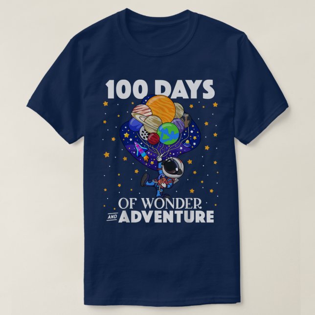 100 Days of School Astronaut Outer Space Boys Kids T-Shirt (Design Front)