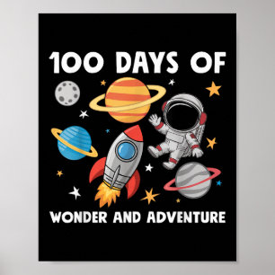 100 Days Of School Astronaut Space Boys Kids 10 Poster