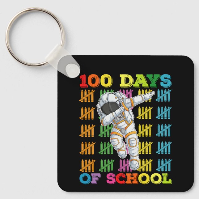 100 Days Of School Astronaut Teacher Keychain (Front)