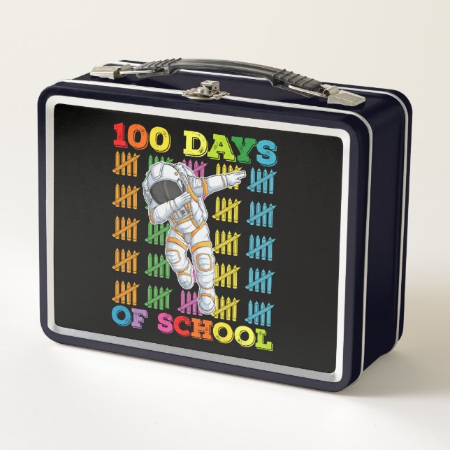 100 Days Of School Astronaut Teacher Metal Lunch Box (Front)