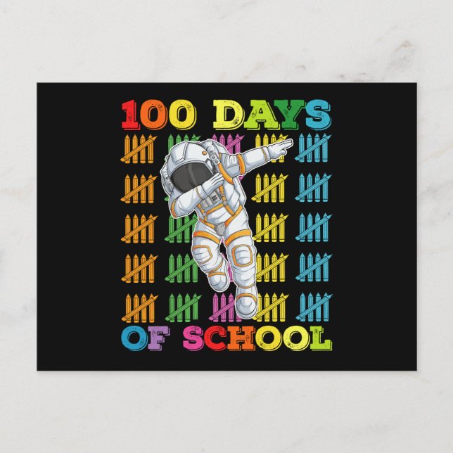 100 Days Of School Astronaut Teacher Postcard (Front)