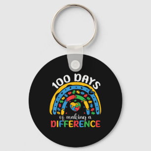 100 Days Of School Autism Awareness 100th Day Keychain