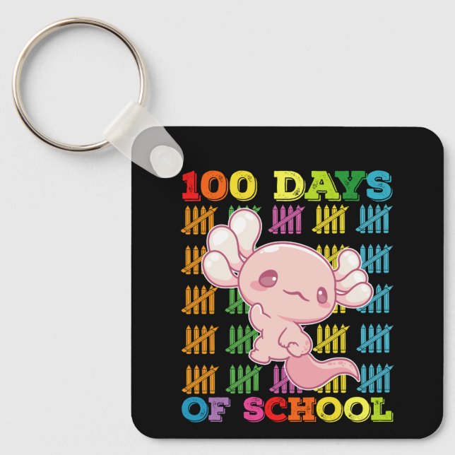 100 Days Of School Axolotl Teacher Keychain (Front)