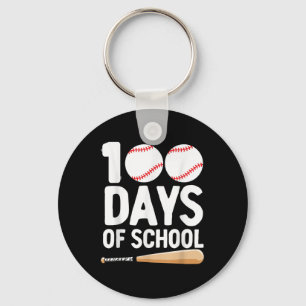 100 Days Of School Baseball 100th Day For Boys Keychain