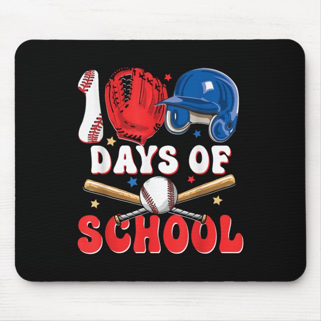 100 Days Of School Baseball 100th Day For Boys Mouse Pad (Front)